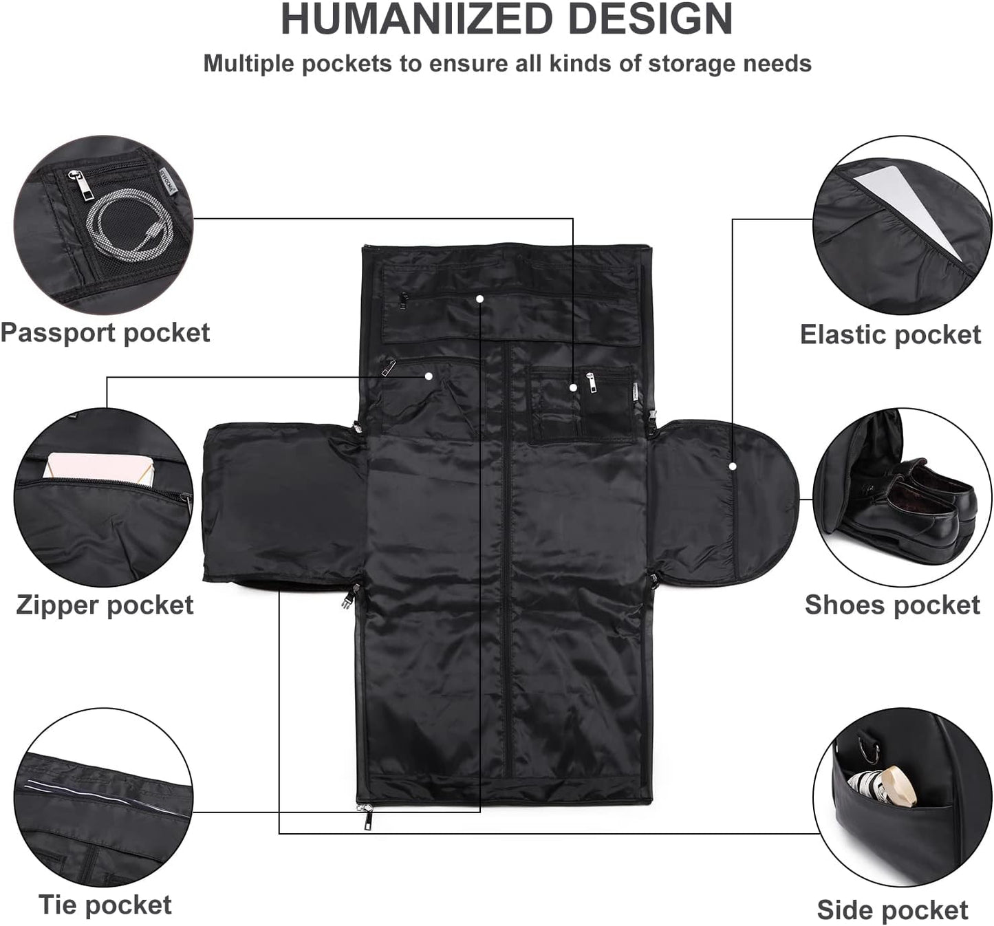 seyfocnia Convertible Travel Garment Bag,Carry on Garment Duffel Bag for Men Women - 2 in 1 Hanging Suitcase Suit Business Travel Bag