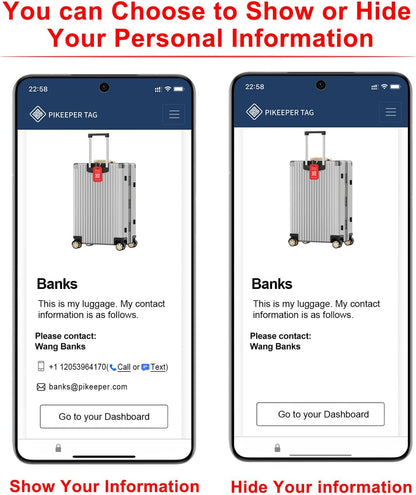 Smart Luggage Tags (4-Pack) - QR Code Shows Scanner’s Location on Scan, Privacy-Controlled Contact Info, Lost Item Alerts, Waterproof Aluminum for Travel Bags & Backpacks