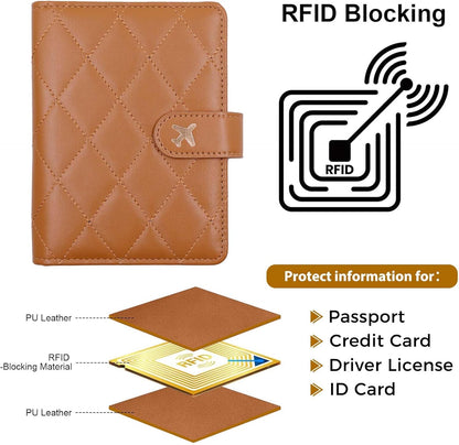 Melsbrinna Premium Leather Passport Holder Covers Case, Waterproof Rfid Blocking Travel Wallet Passport Holder with Pen Holder, Cute Passport Book for Women/Men