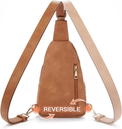 Telena Small Sling Bag for Women Leather Crossbody Fanny Packs Chest Bag for Women