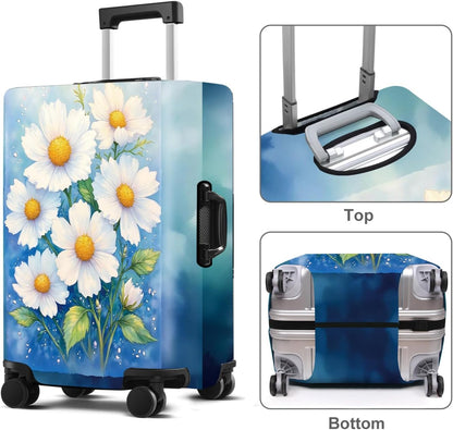 Luggage Cover Washable Suitcase Protector Anti-Scratch,Stretchable Fit for 20-34Inch Luggage Durable Travel Bag Cover with Zipper Closure (Flower-2, S(fits 20-22inch suitcase))