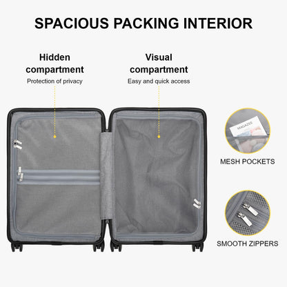 LEVEL8 Carry on Luggage Airline Approved, Small Carry on Suitcases with Wheels, Lightweight Hardside Textured Luggage for Travel, Tsa Approved, 20-Inch, Dark Grey
