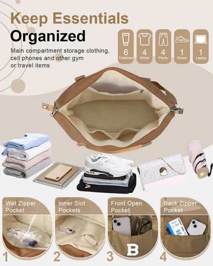 Birthday Graduation Gifts for Daughter,Initial Travel Duffel Bag Sports Gym Bag for Girls Teen Kids Birthday Gifts,Personalized Weekender Bag Carry On Tote Bags Cute Overnight Bag for Women(Brown, B)