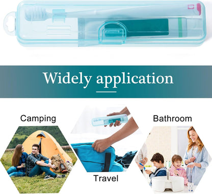 Toothbrush Case Holder 2 Pack, Clear Blue Toothbrush Travel Case Travel SizePlastic Toothbrush Holder Toothpaste Storage Container Portable for Traveling, 7.87 x 1.85 x 1.18”