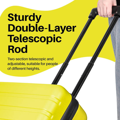 AnyZip Suitcase Hardside PC ABS Lightweight USB Luggage with Wheels TSA Lock Checked-Large 28 Inch Yellow