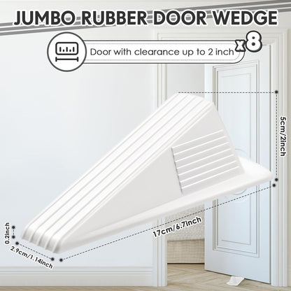 Frienda 8 Pcs Jumbo Door Stoppers Heavy Duty Door Stopper Tall up to 2inch Tall Wedge TPR Large Wedge Stackable Big Rubber Doorstop for Hotel Carpet Hardwood Concrete and Tile (White)