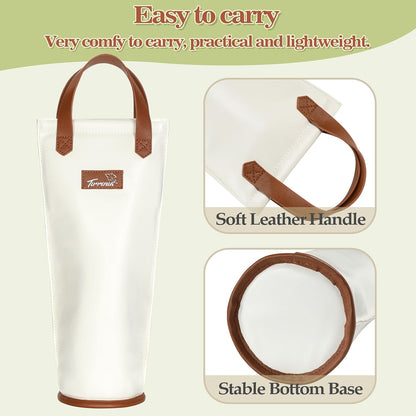 Tirrinia Single Wine Carrier Tote, Insulated Wine Cooler Bag for Travel, Picnic, & Wine Gifts – Thermal Padded Wine Bottle Holder Tote for Men & Women, Wine Gift for Wine Lovers,White Brown