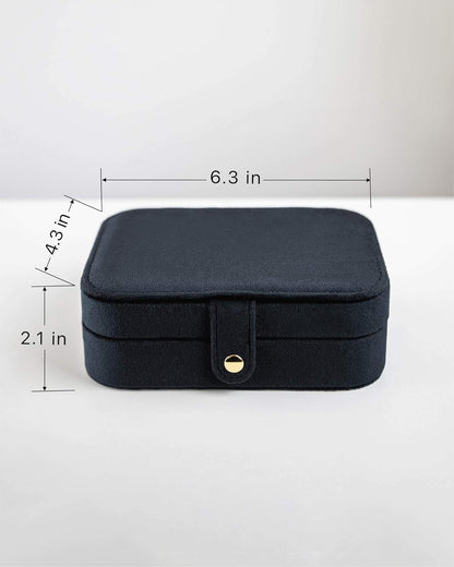 Benevolence LA Plush Velvet Travel Jewelry Storage Box | Earring Organizer with Mirror | Small Case for Women's Accessories | Gift for Mom, Sister, Girlfriend - Ebony