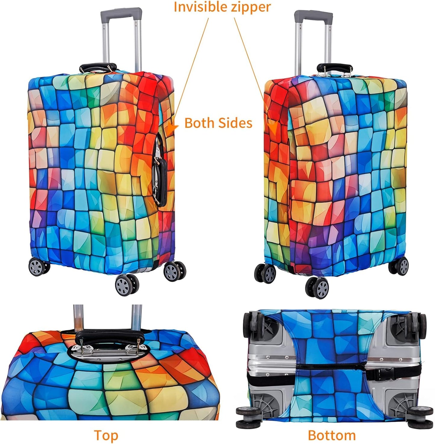 MosaiRudo Travel Luggage Covers For Suitcase Tsa Approved,Suitcase Cover Protector Fit 18-32 Inch Luggage Travel Accessories (T2483, M)