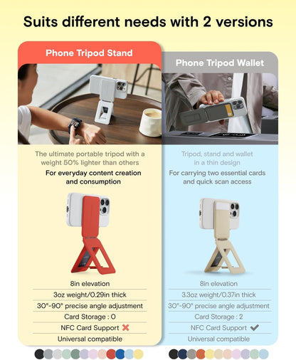 MOFT Phone Tripod Stand Selfie Stick for iPhone, Multi-Angles iPhone Stand, Lightweight & Portable Phone Holder, Strong Magnets, MOVAS Vegan Leather, Travel Essentials, Sunset (Without Card Slot)