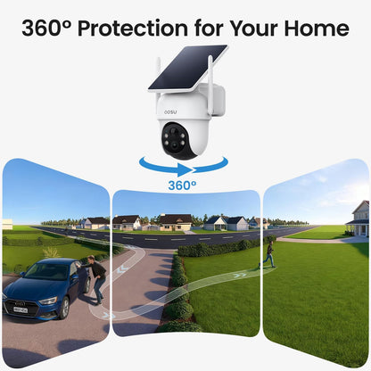 aosu Security Cameras Wireless Outdoor, 6-Cam Kit, No Subscription, Homebase Expandable to 1TB (32GB Built-in), 5MP Solar Camera Wireless Outdoor, 360° Pan & Tilt, Human Auto Tracking, Easy Setup