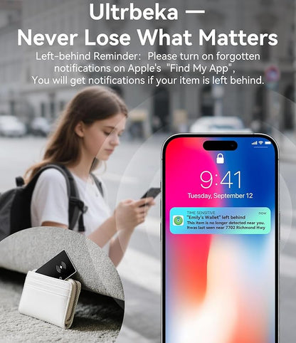 Ultra-Thin Air Tag Wallet Tracker Card 0.07in IP68 Waterproof Bluetooth Tracker for Wallets, Passport, Work with Apple Find My, Wireless Charging, Anti-Loss Card Locator [Apple MFi Certified] iOS Only