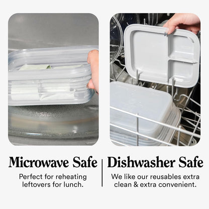 STOJO Collapsible Bento Box, Reusable, Leak-Proof, Microwave & Dishwasher Safe, Premium Lunch Container with Divider – Space-Saving, Transparent Design (Cashmere, 2.75-Cup/650mL)