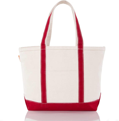 CB STATION Medium Classic Canvas Tote Bag for Women, Top Zipper Closure, Outer Pocket, Daily Essentials, Groceries, Traveling