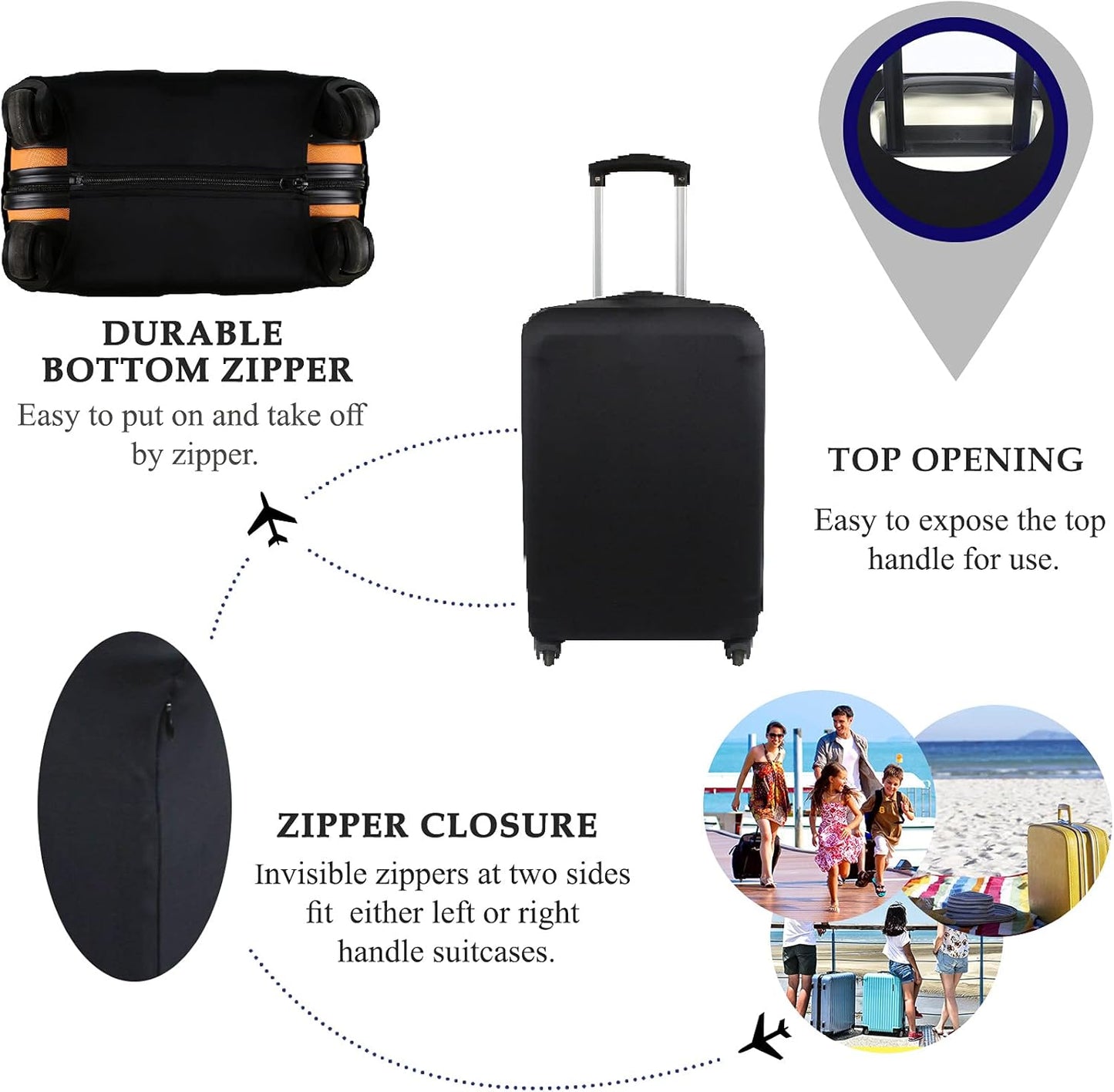 Explore Land Travel Luggage Cover Suitcase Protector Fits 18-22 Inch Case (Black, S)