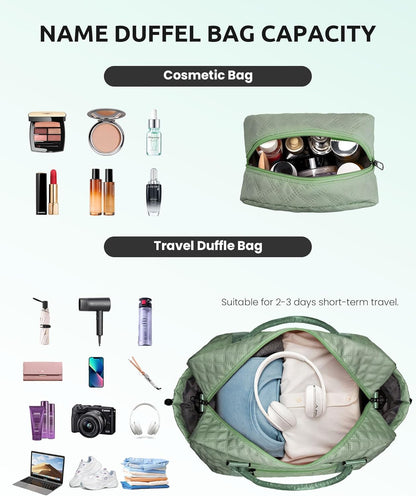 Tween Girls Gifts, Birthday Gift-Initial Travel Bag with Shoe Compartment, Personalized Weekender Bag, Girl Overnight Bag, Engagement Gifts, Letter Travel Bag with Makeup Bag (Letter G)