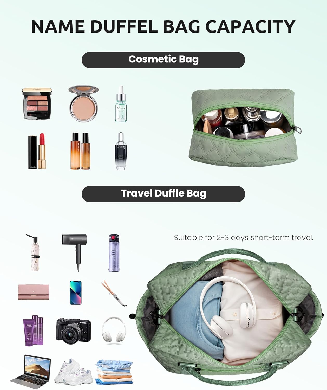 Gifts for Teacher -Initial Travel Bag with Shoe Compartment, Girls Weekender Bag, Monogram Overnight Bag for Women, Letter Travel Bag with Makeup Bag, Daughter Gift from Mom (Letter N)