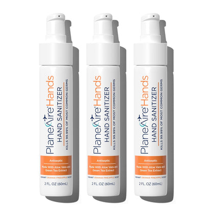Orange Pineapple Gel Hand Sanitizer | Soothing, Moisturizing, Hydrating | Tropical Scent | Essential Oils, Green Tea Extract, Aloe, and Vegan Glycerin | TSA-Approved Travel Essential | 3-pack