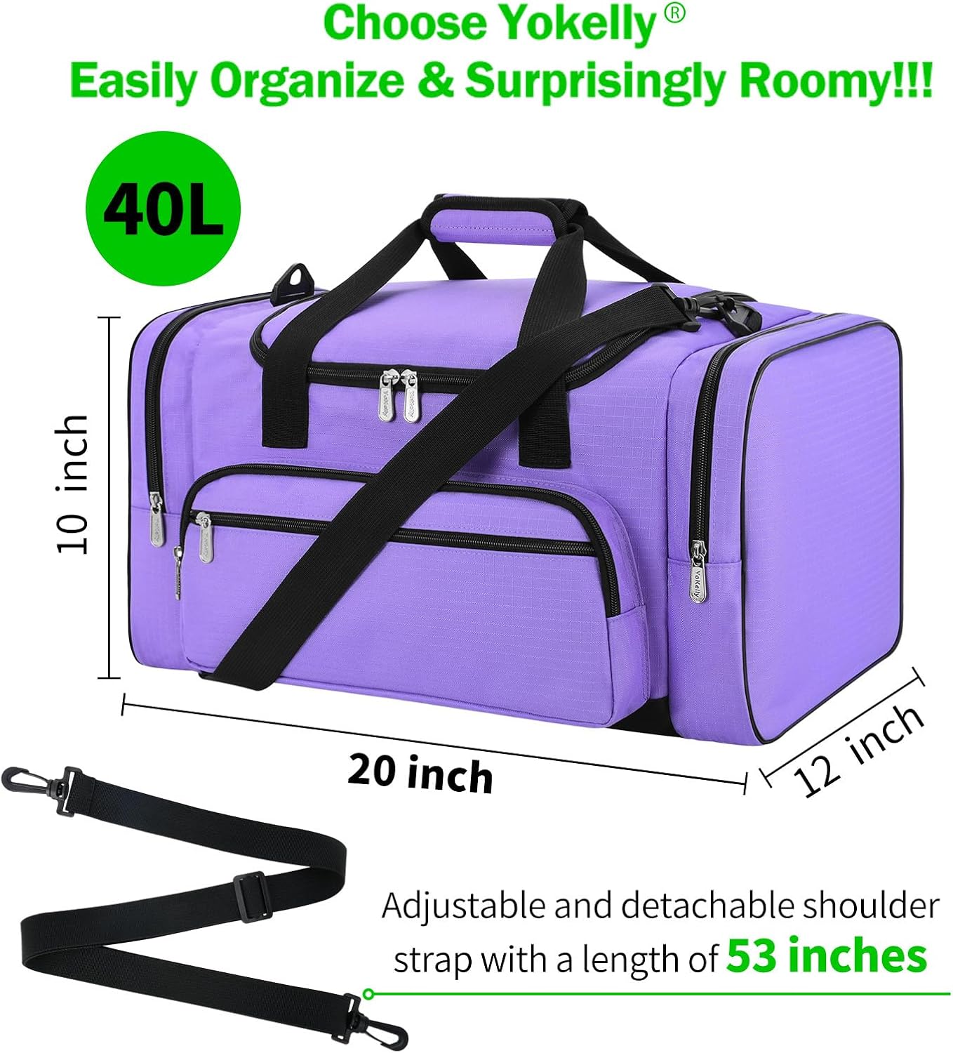 Sports Duffel Bag 20 inch for Travel Gym - Purple