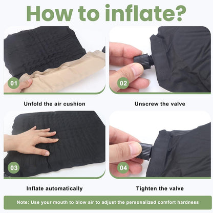 Self-Inflating Airplane Seat Cushion for Long Flights – Portable Travel Cushion Airplane Seat - Memory Foam Travel Seat Cushion Providing Pressure Relief and Premium Comfort (Extra Large Beige)
