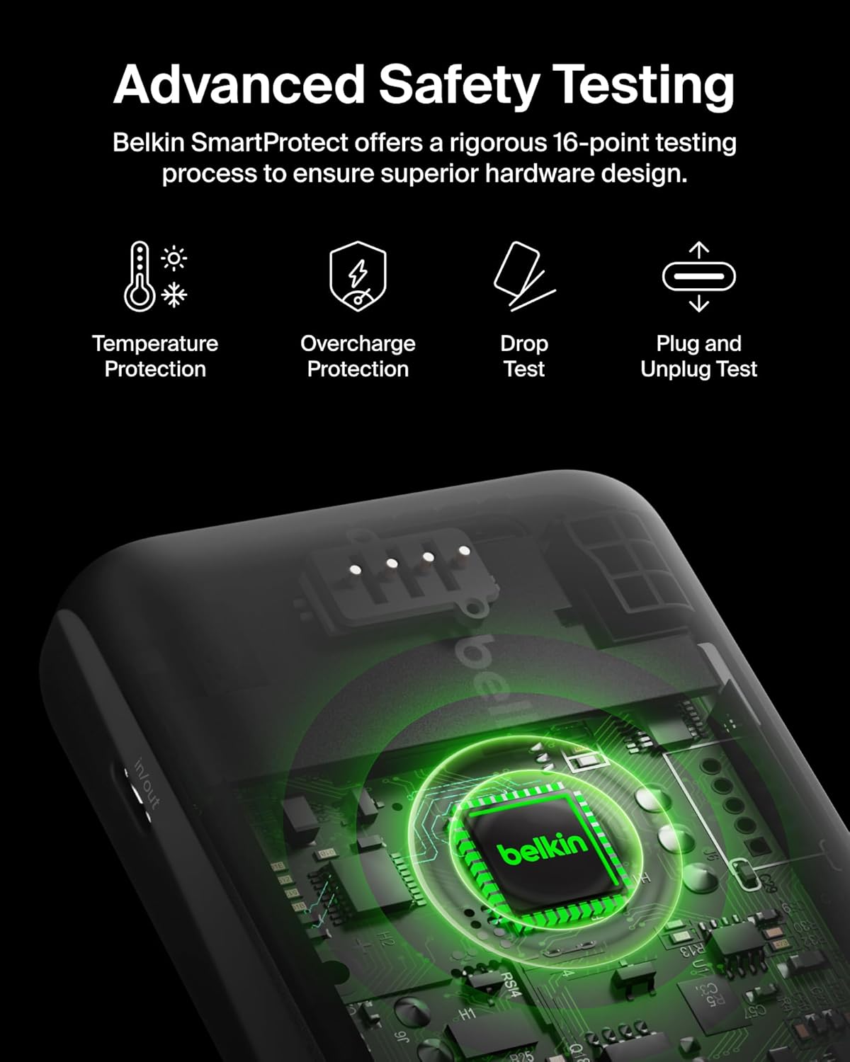 Belkin Portable Charger, Power Bank with Integrated Cable 10000 mAh 20W - Fast Charge USB C Power Delivery, iPhone Charger - iPhone 16 Series, iPad Pro, Galaxy S25, & More - White