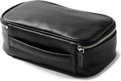Leatherology Black Onyx Medium Travel Organizer - Zipped mesh storage pocket, elastic loops for organization, metal zipper with leather pull