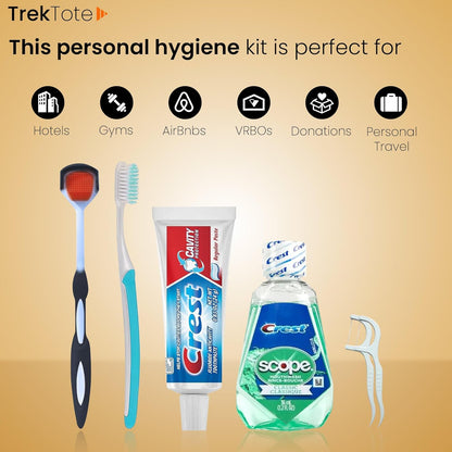 Trektote 6-Piece Travel Size Toothbrush and Toothpaste Set (100 pack) - TSA Approved Toothbrush Travel Kit - Includes Toothpaste and Mouthwash - Dental Oral Care Kit