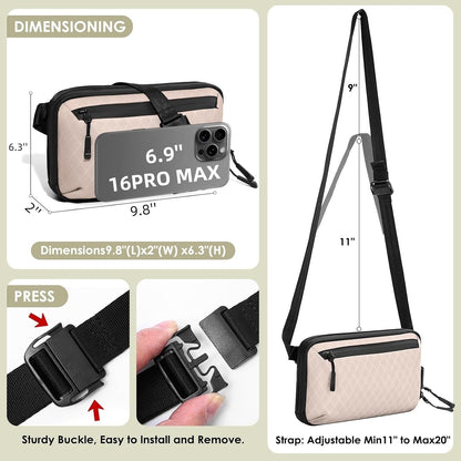 Electronics Organizer Tech Travel Pouch – Waterproof Nylon Diamond Quilted & 900D Travel Case Cable Bag for Cords Chargers