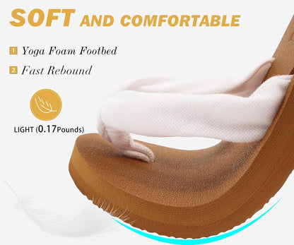 KuaiLu Flip Flops for Women with Arch Support Yoga Mat Comfortable Summer Beach Walking Thong Cushion Sandals Slip On Indoor Outdoor