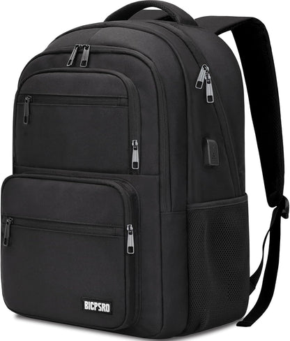Black Backpack for School, School Backpack for Boys Girls Teens, College Book Bag, Water Resistant Bookbag, Back Pack for Men Women, Business Work Travel