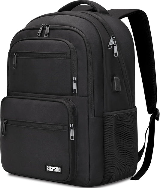 Black Backpack for School, School Backpack for Boys Girls Teens, College Book Bag, Water Resistant Bookbag, Back Pack for Men Women, Business Work Travel