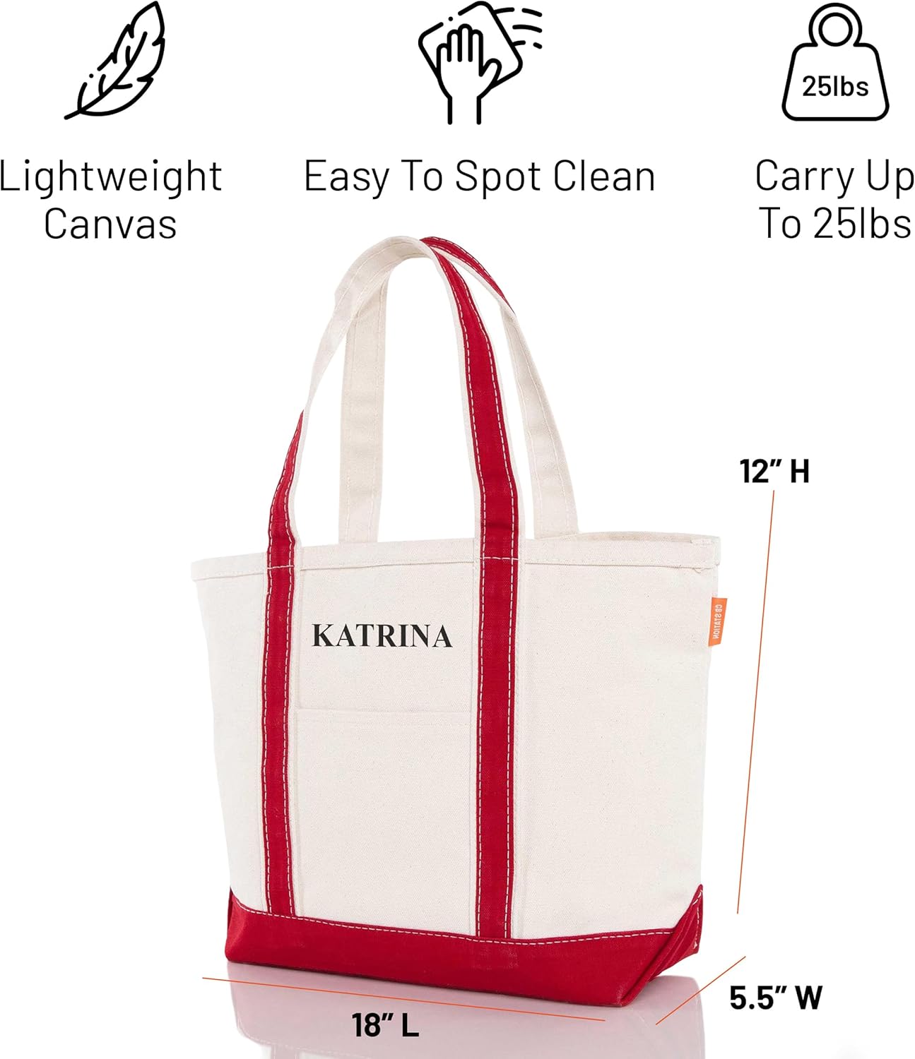 CB STATION Medium Classic Canvas Tote Bag for Women, Top Zipper Closure, Outer Pocket, Daily Essentials, Groceries, Traveling