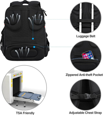 KROSER Travel Laptop Backpack 17.3 Inch XL Computer Backpack with Hard Shell Saferoom RFID Pockets Water-Repellent Business College Daypack Stylish Bag for Men/Women-Black Grey
