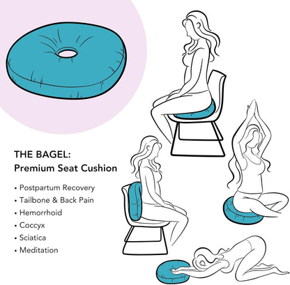 Premium Egyptian Cotton Pressure Relief Donut Chair Seat Cushion for Home, Car, Office Sitting - Postpartum, Pregnancy, Tailbone & Back Pain, Ergonomic Support