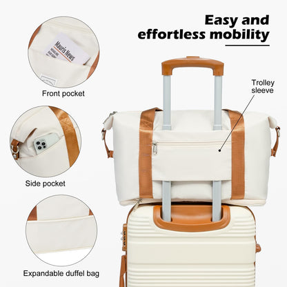 LONG VACATION 3 Piece Carry On Luggage 20 Inch Suitcase with Spinner Wheels, ABS+PC Hardshell Suitcase set with TSA Lock & YKK Zipper