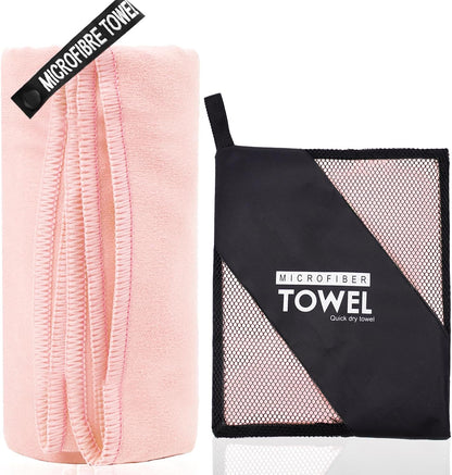 Microfiber Travel Towel, Soft Lightweight Quick Dry Towel, Super Absorbent Compact Travel & Sports & Beach Towels for Camping, Backpack, Gym, Swimming, Yoga, Hiking (XS:12"×24" -Pink)
