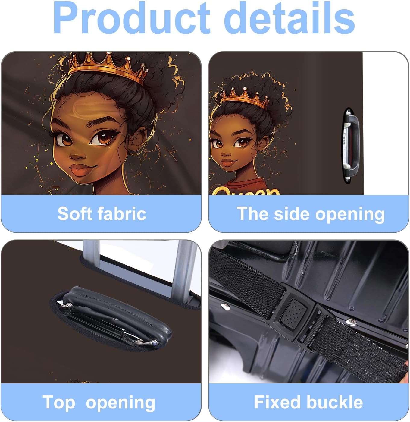 Luggage Cover Washable Suitcase Protector Anti-scratch Suitcase cover Fits 20-34 Inch Luggage (Girl-5, S(20-22inch suitcase))