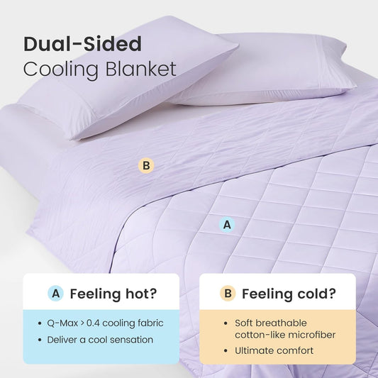 Cozy Bliss Cooling Blanket for Hot Sleepers, Q-Max 0.4 Cooling Comfort Queen Size, Cold Blankets for Night Sweats Sleeping, Ultra-Cool Lightweight Breathable Summer Blanket for Bed