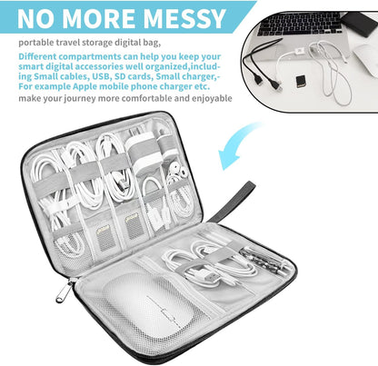 Electronics Organizer Travel Case,Electronic Accessories Storage Bag,Portable Waterproof Cable Organizer Bag,Travel Cord Organizer Bag for Small Charging Cord Storage,Cables,SD Card (Black)