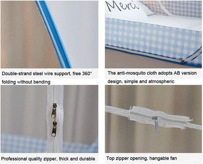 CdyBox Folding Mosquito Net Tent Canopy Curtains for Beds Home Bedroom Decor (Blue, 1.2X2.0m)