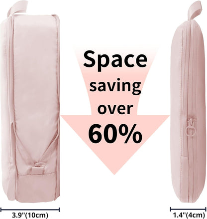 tianzong Compression Packing Cubes for Suitcases, Luggage Organizer Bags Set for Travel (Pink, 2 Pack Large)