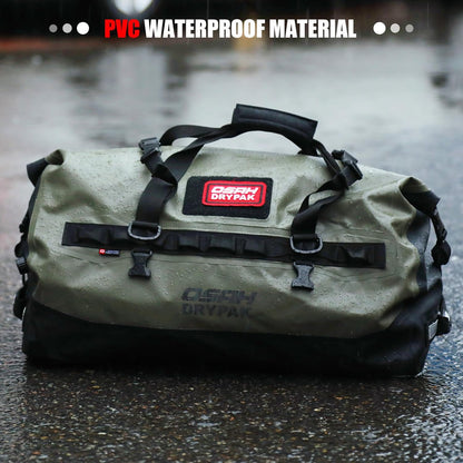 Waterproof Duffel Bag - Motorcycle Dry Bag 40L Tail Bag with Large Storage Space, Waterproof Duffle Bags with Outer Mesh Zipper Pocket for Camping, Kayaking, Fishing & Traveling-Black