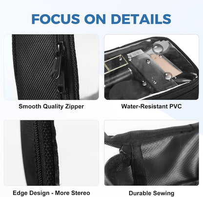 Moyad TSA Approved Clear Toiletry Bag, 3 Pack Quart Size 3-1-1 Liquids Pouch for Travel, Transparent Makeup & Cosmetic Organizer for Women Men, Black