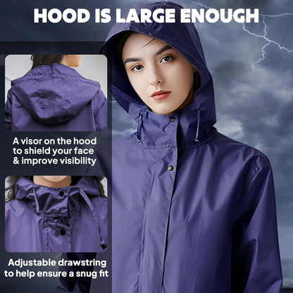 ANYOO Waterproof Rain Poncho Lightweight Reusable Hiking Hooded Coat Jacket for Outdoor Activities