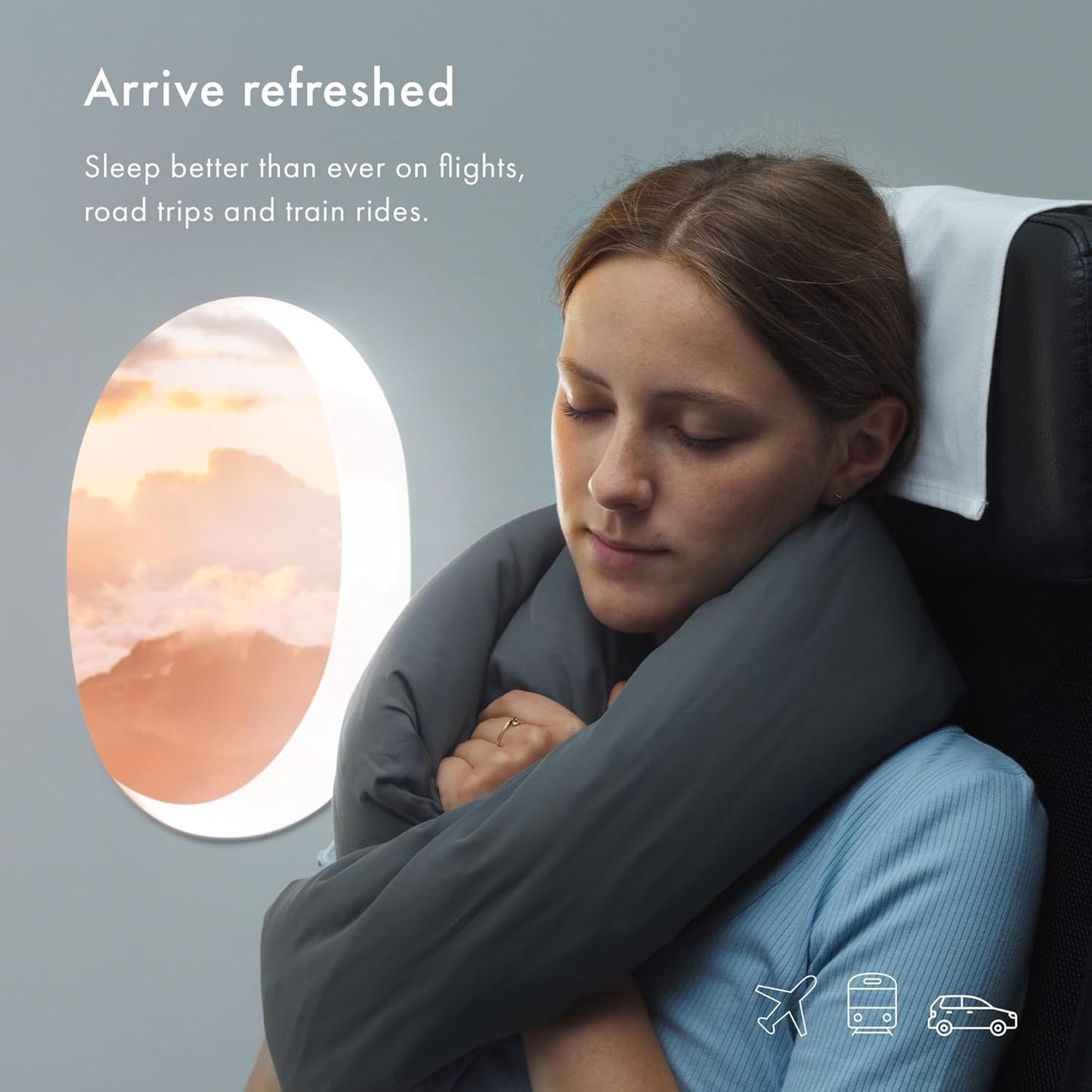 Huzi Infinity Pillow - Home Travel Soft Neck Scarf Support Sleep (Purple)
