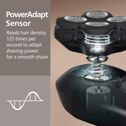 Philips Norelco Head Shaver Pro 5000 Series - Skull Shaver for Men and Women, 360° Flexing Head & ComfortCut Blades for Clean Shave, Gentle on Skin, Model HS5980/40