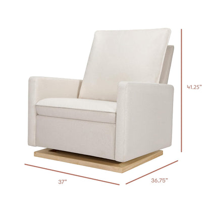 babyletto Cali Pillowback Chair and a Half Glider in Performance Cream Eco-Weave with Light Wood Base, Water Repellent & Stain Resistant, Greenguard Gold and CertiPUR-US Certified