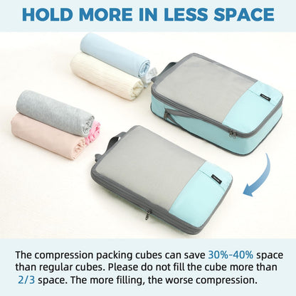 BAGAIL 6 Set/4 Set Lightweight Compression Packing Cubes for Travel, Anti-Tearing Expandable Organizer Bags for Suitcase