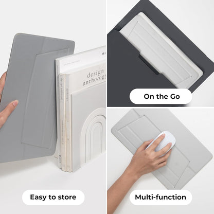 SenseAGE Laptop Stand for Desk, Office, Ergonomic Notebook Stand, Foldable & Portable Travel FlatStand, Lightweight, Anti-Slip, Compatible with MacBook Air, Pro, and Up to 15.4" Laptops (Silver)