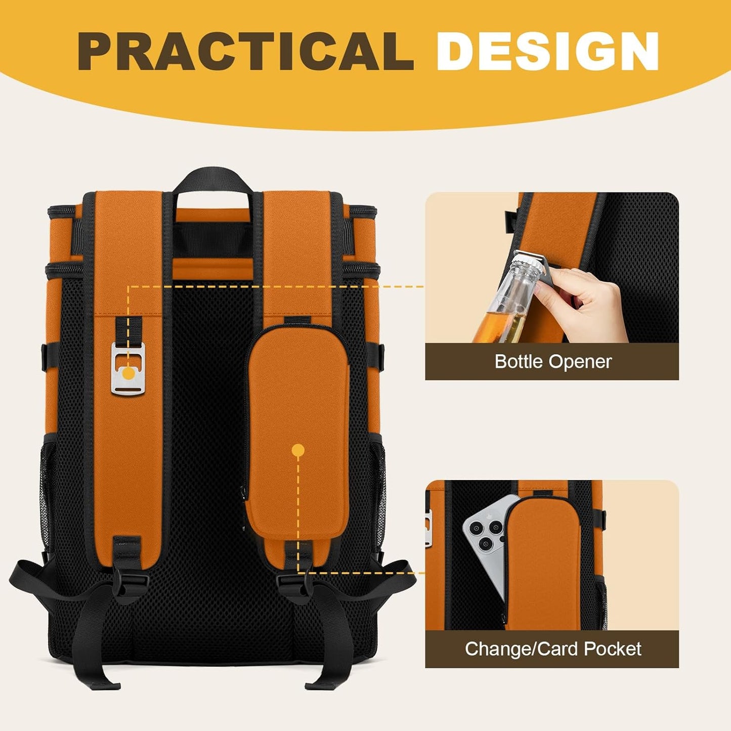 MIYCOO Cooler Backpack - 40 Cans Insulated Backpack Cooler for Men & Women, Portable 2 Leak Proof Compartments Coolers Bag for Beach Travel Picnic Lunch Hiking BBQ Camping